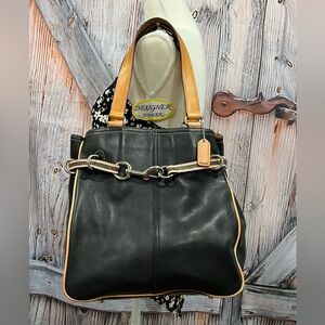 COACH Vintage Hampton Black & Tan Shoulder Bag VGC! # 7532